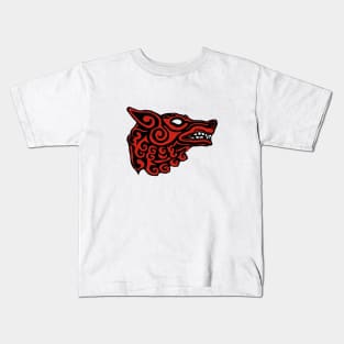 Red Wolfhead Banner - Wheel of time - Lord Perrin Goldeneyes Kids T-Shirt